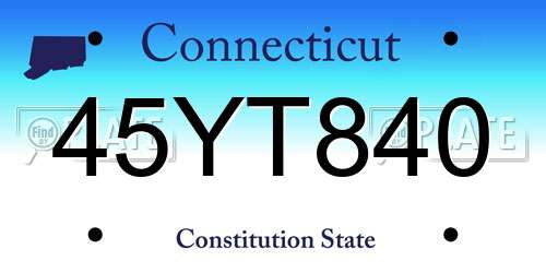 45YT840 Connecticut License Plate