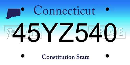 45YZ540 Connecticut License Plate