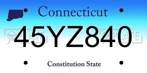 45YZ840 Connecticut License Plate