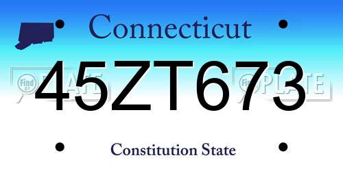 45ZT673 Connecticut License Plate