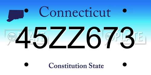 45ZZ673 Connecticut License Plate