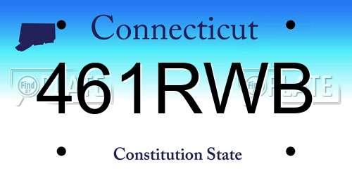 461RWB Connecticut License Plate