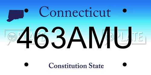 463AMU Connecticut License Plate