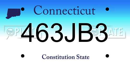 463JB3 Connecticut License Plate