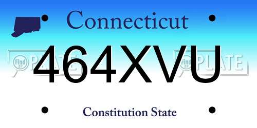 464XVU Connecticut License Plate