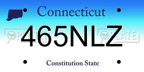 465NLZ Connecticut License Plate