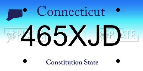 465XJD Connecticut License Plate