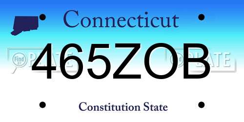 465ZOB Connecticut License Plate