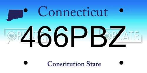 466PBZ Connecticut License Plate