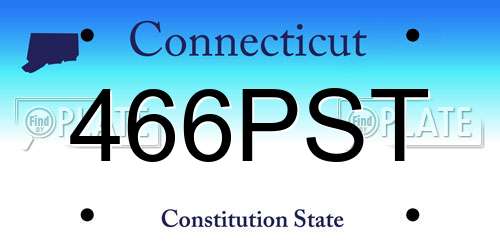 466PST Connecticut License Plate