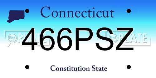 466PSZ Connecticut License Plate