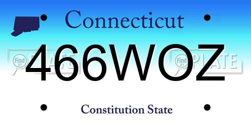 466WOZ Connecticut License Plate