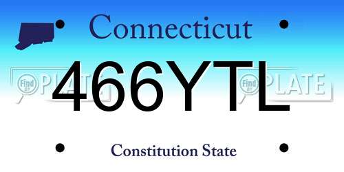 466YTL Connecticut License Plate