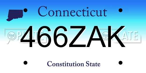 466ZAK Connecticut License Plate