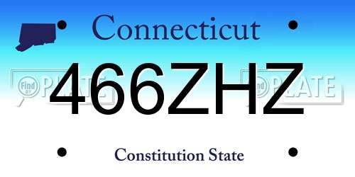 466ZHZ Connecticut License Plate