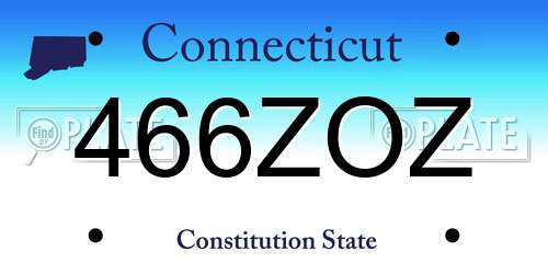 466ZOZ Connecticut License Plate