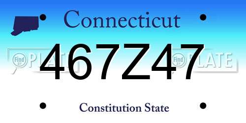 467Z47 Connecticut License Plate