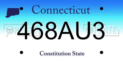 468AU3 Connecticut License Plate