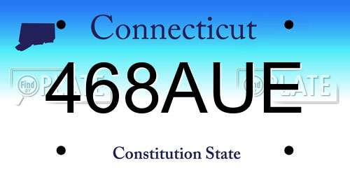 468AUE Connecticut License Plate