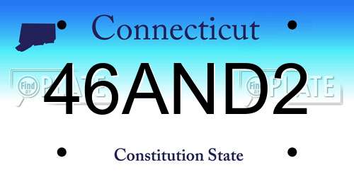 46AND2 Connecticut License Plate