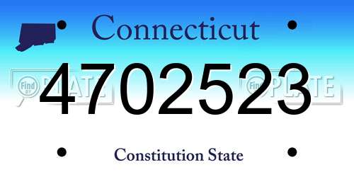 4702523 Connecticut License Plate
