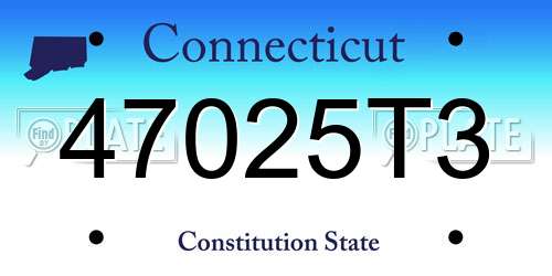 47025T3 Connecticut License Plate
