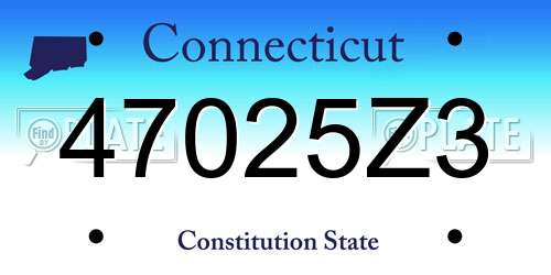 47025Z3 Connecticut License Plate