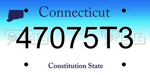 47075T3 Connecticut License Plate