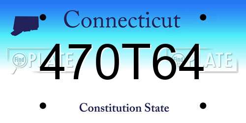 470T64 Connecticut License Plate