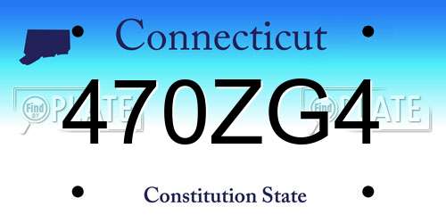 470ZG4 Connecticut License Plate