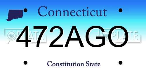 472AGO Connecticut License Plate