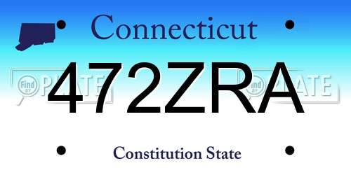472ZRA Connecticut License Plate