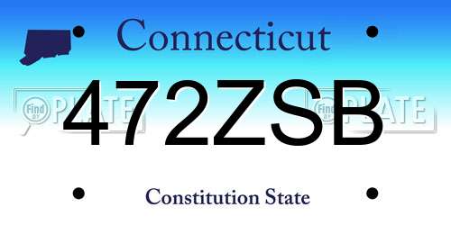472ZSB Connecticut License Plate