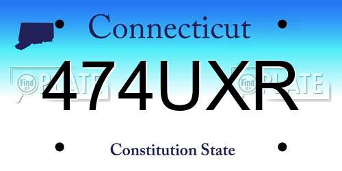 474UXR Connecticut License Plate