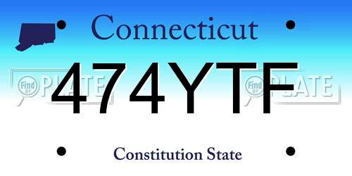 474YTF Connecticut License Plate