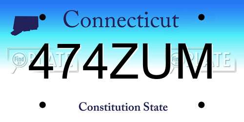 474ZUM Connecticut License Plate