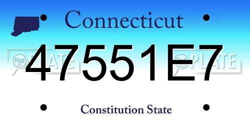 47551E7 Connecticut License Plate