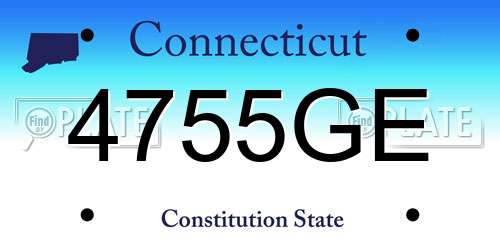 4755GE Connecticut License Plate
