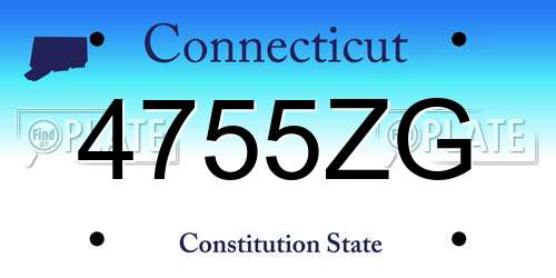 4755ZG Connecticut License Plate