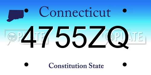 4755ZQ Connecticut License Plate