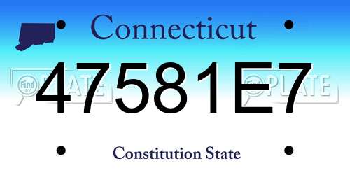 47581E7 Connecticut License Plate