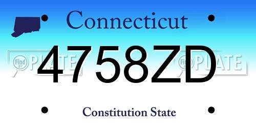 4758ZD Connecticut License Plate