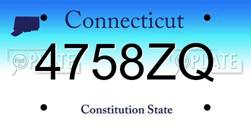 4758ZQ Connecticut License Plate
