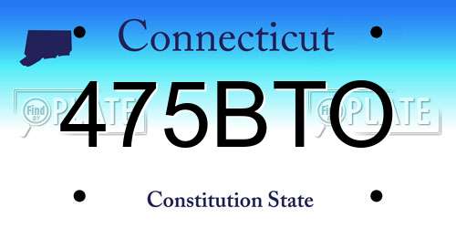 475BTO Connecticut License Plate