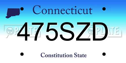 475SZD Connecticut License Plate