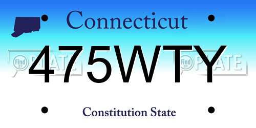 475WTY Connecticut License Plate