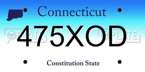 475XOD Connecticut License Plate