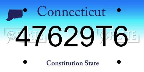 47629T6 Connecticut License Plate