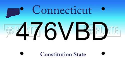 476VBD Connecticut License Plate