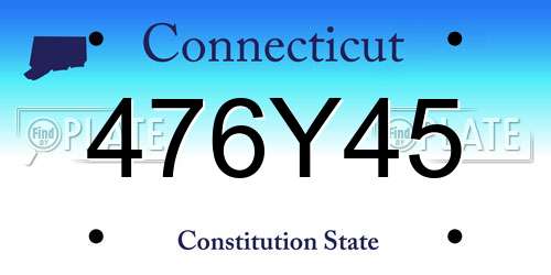 476Y45 Connecticut License Plate